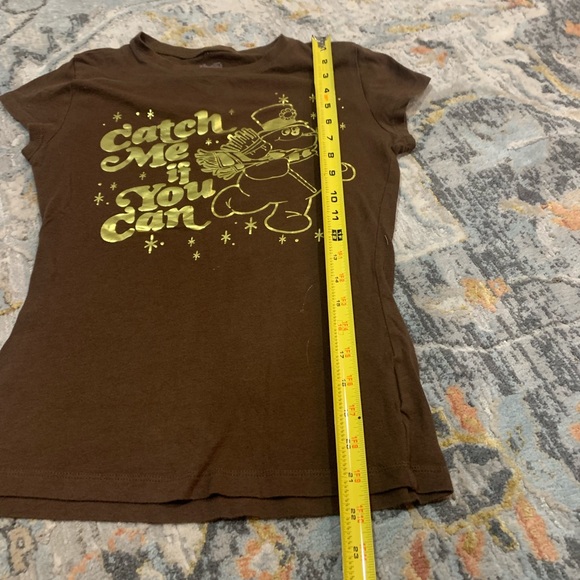 Frosty Snowman T Shirt Catch Me If You Can Brown Gold Foil Women’s‎ Size Small - Picture 5 of 5
